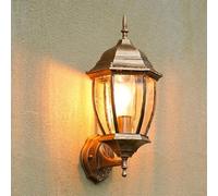 BLOOHK Lampada da parete for esterni vittoriana, applique for in oro antico, lanterna retrò europea con paralume in vetro trasparente for portico, garage, porta d'ingresso, patio, giardino