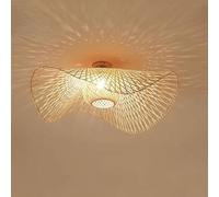 BLOOHK Lampada da soffitto in bambù Intrecciato a Mano in Stile Boho Giapponese, Lampada a Sospensione Semi-incassata in Gabbia di Vimini Naturale, Lampada a Sospensione(65CM)
