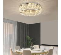 BLOOHK Lampadario di Cristallo Grande da 24 Pollici, Moderno lampadario a LED Cromato da soffitto, Lampada a Sospensione Rotonda di Lusso for Sala da Pranzo, Soggiorno, Camera da Letto e Hotel