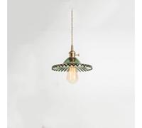 BLOOHK Lampadario in Vetro con Gonna Creativa nordica, lampadario a Sospensione con Testa Singola in Metallo Ottone, Lanterna da soffitto Regolabile for Illuminazione di ristoranti(Green)