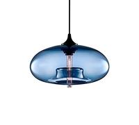 BLOOHK Lampadario moderno in vetro blu, lampada a sospensione industriale nordica, lampadario decorativo con cavo regolabile per isola cucina, sala da pranzo, soggiorno, bar, base E27/E26