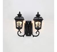 BLOOHK Lanterna da Parete Europea a Doppia Testa for Esterni, Applique for Impermeabile a 2 Luci, Luce for Portico in Alluminio Antiruggine Antico for Porta d'ingresso, Giardino, Patio e Villa(A)