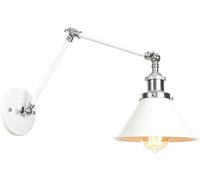 BLOOHK Sconce da parete industriale moderna con braccio oscillante bianco, lampada articolata regolabile lunga lettura in fattoria for camera letto, comodino, ufficio, studio(B)