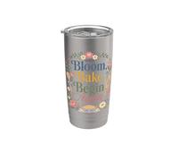 Bloom Bake Begin Again Estetica floreale Bicchiere termico in acciaio inox doppia parete
