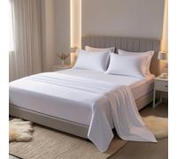 BLOOM BLENDS Set di lenzuola di lusso in 100% cotone egiziano, 200 fili, lenzuolo con angoli profondi 30 cm, lenzuolo piano e federe 50 x 75 cm, per letto singolo, matrimoniale, king e super king