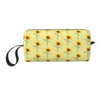 Bloom - Custodia da viaggio con stampa di girasole, portatile, per cosmetici, con cerniera, per organizzare in modo ordinato