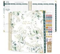 bloom daily planners Agenda 2026-2027 con copertina rigida per l'anno accademico (luglio 2026 - luglio 2027), calendario mensile e settimanale, 19 x 22,9 cm, eucalipto, bianco
