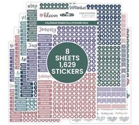 Bloom Daily Planners Calendar Essentials Planner Stickers - Colori coordinati mensili intestazioni, date, icone, ecc. - 8 fogli, 1629 adesivi per confezione