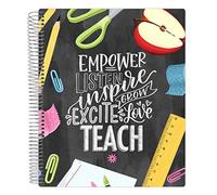 bloom daily planners Undated Academic Year Teacher Planner & Calendar - 7 Period Lesson Plan Organizer Book with Frosted Protective Cover (9" x 11") - Chalkboard