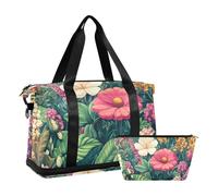 Bloom Flowers Floral Weeds Spring Tote Bag Pernottamento Carry On Tote e Bagaglio con Borsa da toilette per viaggio di grande capacità, Fiori Fiori Fiori Erbacce Floreali Primav, 1 size