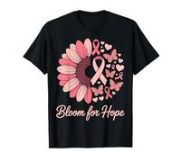 Bloom for Hope - Supporto per Il Cancro al Seno, con Girasole, Nastro Rosa Maglietta