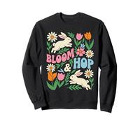 Bloom & Hop - Coniglietto Pasquale con Motivo Floreale Primaverile Felpa
