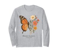 Bloom in Grace Peter Bibbia Verse Farfalla con Fiori Maglia a Manica