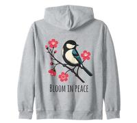 Bloom in Peace Uccello e Cherry Blossom Serenity Art Felpa con Cappuccio