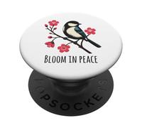 Bloom in Peace Uccello e Cherry Blossom Serenity Art PopSockets PopGrip Adesivo