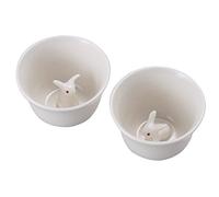 BLOOM Minoyaki Hidden Mini Rabbit Pair Sake Cup Set 16306 Ochoco Japan Nuovo