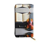 Bloom Sunflower - Portafogli in pelle per donne e uomini, portafogli grandi con 12 scomparti per carte, portafoglio passaporto, Violino e Libro, Taglia unica