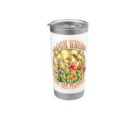 Bloom Where You Are Planted Design vintage floreale Bicchiere termico in acciaio inox doppia parete