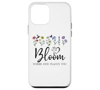 Bloom Where You Are Planted God Quote Bible Verse Christian Custodia per iPhone 12 mini