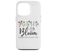 Bloom Where You Are Planted God Quote Bible Verse Christian Custodia per iPhone 13 Pro