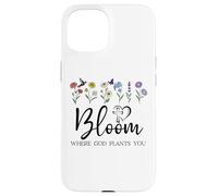 Bloom Where You Are Planted God Quote Bible Verse Christian Custodia per iPhone 15