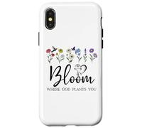 Bloom Where You Are Planted God Quote Bible Verse Christian Custodia per iPhone X/XS
