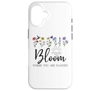Bloom Where You Are Planted Wildflower Christian Bible Verse Custodia per iPhone 16
