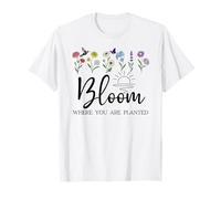 Bloom Where You Are Planted Wildflower Christian Bible Verse Maglietta