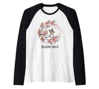 Bloom Wild Spring Bird Citazione Cherry Blossom Lover Flight Nat Maglia con Maniche Raglan