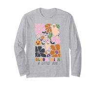 Bloom with Little Boo Halloween Floral Pumpkin Girls Maglia a Manica