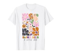 Bloom with Little Boo Halloween Floral Pumpkin Girls Maglietta