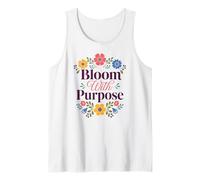Bloom with Purpose Inspirational Floral Citazione Canotta