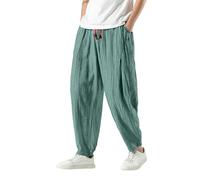 Bloomers dritti sciolti da uomo Pantaloni casual estivi Pantaloni traspiranti da uomo Pantaloni traspiranti Top Tie Mens Basket Shorts, Verde, M
