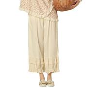 Bloomers - Pantaloni da donna, 100% cotone, Lolita Bloomer, estivo, capri, pigiama lungo, con mezza scivolata, stile vittoriano, colore: giallo;