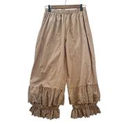 Bloomers - Pantaloni da donna, 100% cotone, Lolita Bloomer, estivo, capri, pigiama lungo, con mezza scivolata, stile vittoriano, colore: caffè)