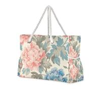 Blooming - Borsa a mano lavabile a prova di sabbia, con tasche laterali, borse per weekend grandi per piscina, palestra, generi alimentari e viaggi