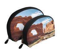 Blooming Cherry Tree - Trousse portatile per cosmetici, organizer da viaggio con cerniera e scomparti interni, Ingresso al Parco Nazionale degli Arches, Taglia unica