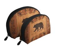 Blooming Cherry Tree - Trousse portatile per cosmetici, organizer da viaggio con cerniera e scomparti interni, Orsacchiotto, Taglia unica