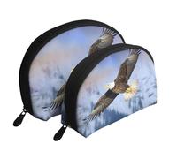 Blooming Cherry Tree - Trousse portatile per cosmetici, organizer da viaggio con cerniera e scomparti interni, Aquila calva in volo, Taglia unica