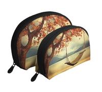 Blooming Cherry Tree - Trousse portatile per cosmetici, organizer da viaggio con cerniera e scomparti interni, Altalena autunnale e albero, Taglia unica