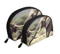 Blooming Cherry Tree - Trousse portatile per cosmetici, organizer da viaggio con cerniera e scomparti interni, Elefanti Animali, Taglia unica