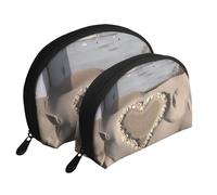 Blooming Cherry Tree - Trousse portatile per cosmetici, organizer da viaggio con cerniera e scomparti interni, Porta Cuore Sabbia Spiaggia, Taglia unica