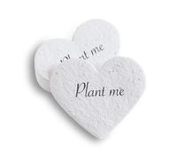 BLOOMING Cuori di carta seminata - Set di 25 favori di nozze da piantare "Plant me", 6,3 x 6,3 cm, 300 g/m2, bianco vergine, semi di fiori selvatici biodegradabili