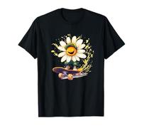 Blooming Daisy con Skateboard per Gli Amanti del Prato di Fiori Maglietta