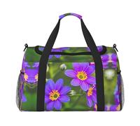 Blooming Flowers Travel Tote Bag - Grande borsa per la spesa riutilizzabile, borsa per le vacanze, borsone sportivo con tracolla regolabile, nero, taglia unica, Nero , Taglia unica