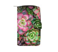 Blooming Southwest Cactus Succulents Womens PU Leather Wallet Long Purse Clutch Organizer per Ufficio Viaggio
