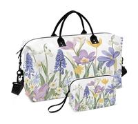 Blooming Spring Garden Borsone da viaggio con borsa da toilette e tracolla regolabile per viaggi, palestra, yoga, weekend, Multicolore, Taglia unica, Beauty case