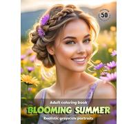 BLOOMING SUMMER - Adult Coloring Book | Realistic Grayscale Portraits | Stunning female portraits to color | for Relaxation and Stress relief: English Edition