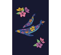 Blooming Whales Grid Notebook with Mother and Baby Calf Illustration: Colorful Graph Paper with Ocean-Inspired Repeat Patterns for Sketching, Planning, or Bullet Journaling