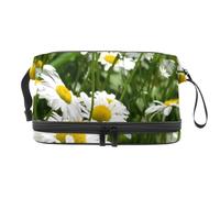 Blooming Wild Daisy - Trousse a doppio strato per cosmetici per donne e ragazze, borsa da toeletta da viaggio per trucchi, pratica borsa organizer con scomparto per pennelli, Multi, 27x15x14